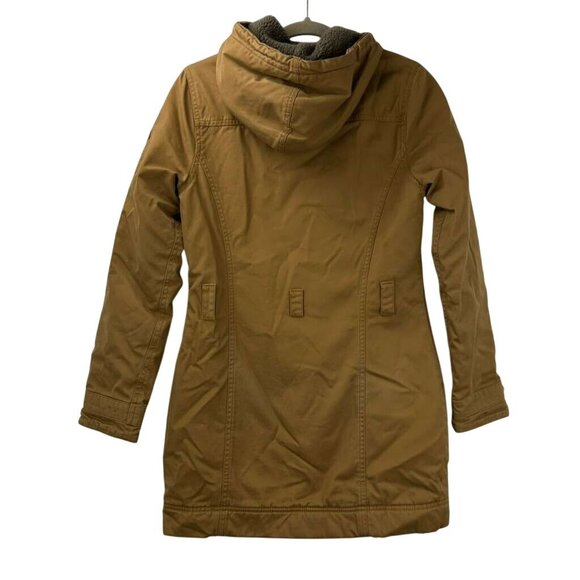 Vintage The North Face Women's Size XS Tan Hooded Parka Coat Button & Full Zip - Picture 2 of 16